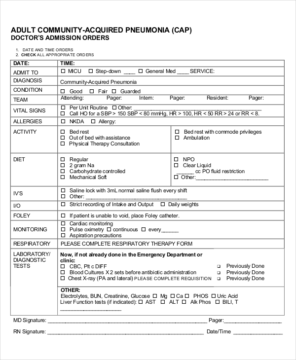 hospital admission report template